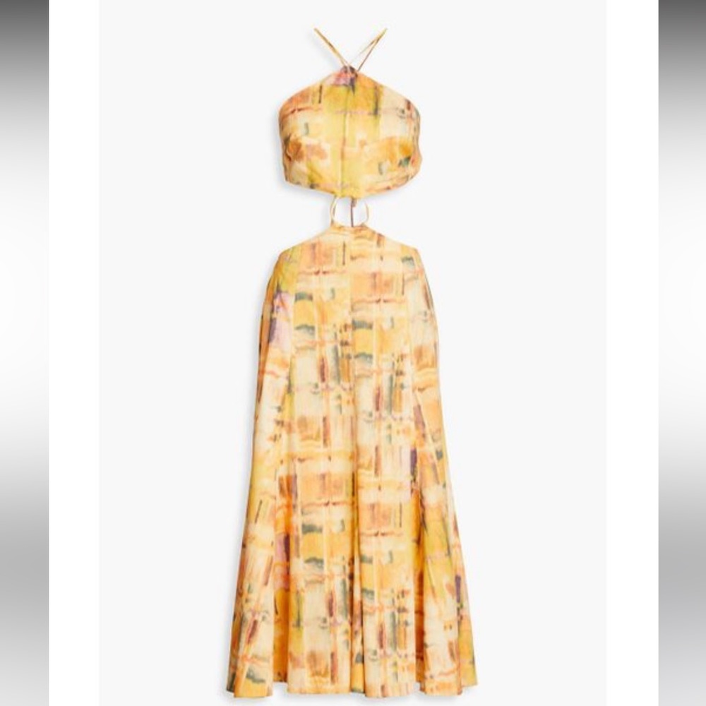 Cult Gaia Women's Nadeesha Cutout Printed Linen-blend Midi Dress